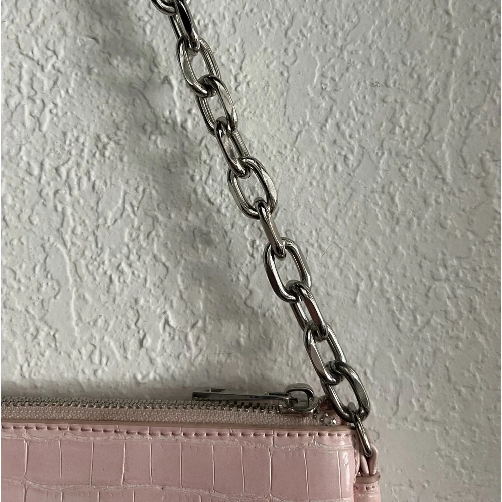 LIKE DREAMS Croc Embossed with Sliver Chain Shoulder Strap - Picture 4 of 5